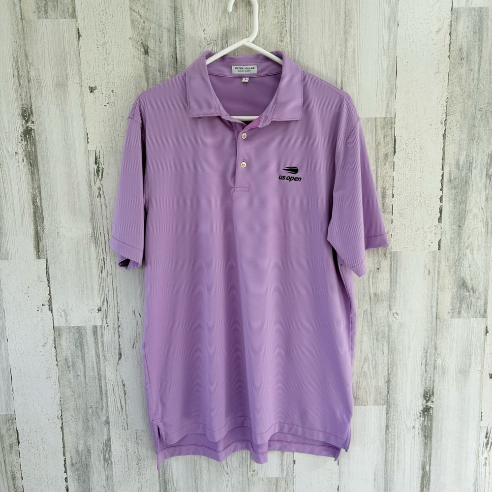 Peter Millar Men’s Size Large Summer Comfort 3 Button Polo Shirt US Open Logo